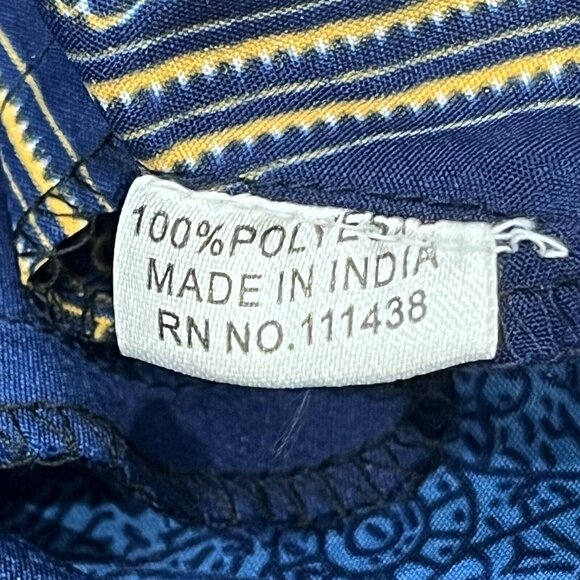 Lapogee India Blue Gold Polyester Dress New With Tags Women Size XL - Picture 16 of 16